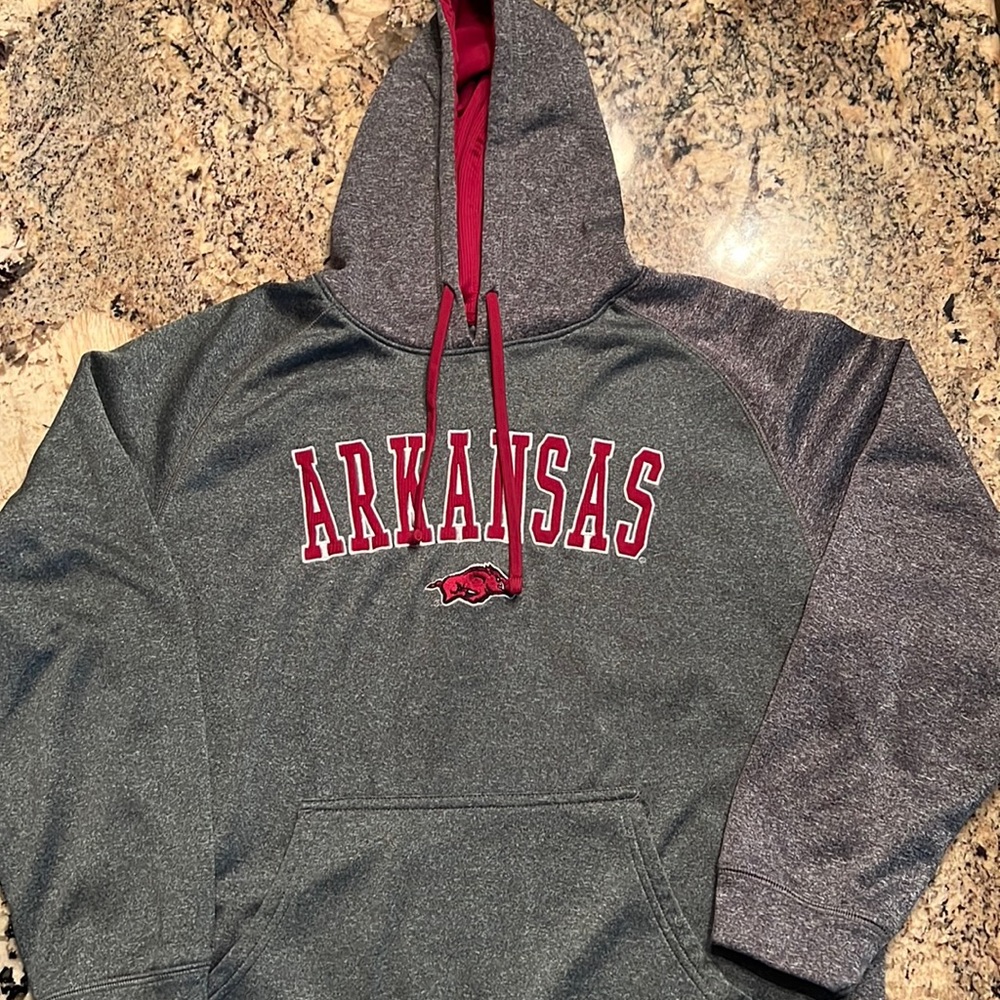 Mens Arkansas Razorback Gray polyester hoodie sz M
